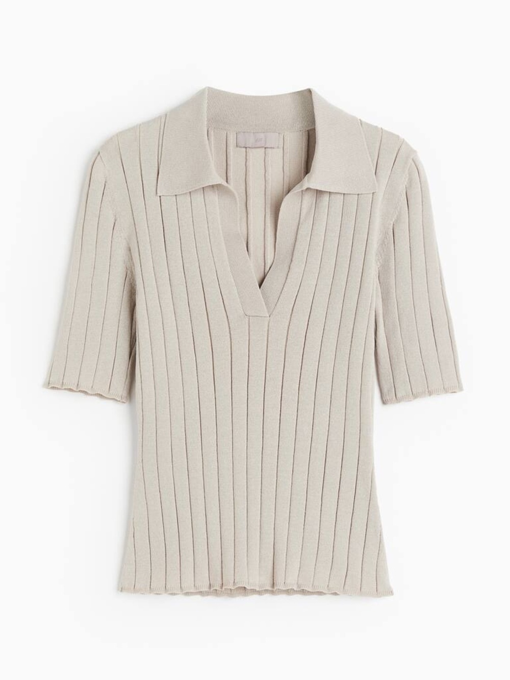 H&M Rib-Knit Collared Polo Top